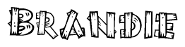 The clipart image shows the name Brandie stylized to look like it is constructed out of separate wooden planks or boards, with each letter having wood grain and plank-like details.
