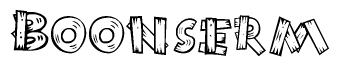 The clipart image shows the name Boonserm stylized to look like it is constructed out of separate wooden planks or boards, with each letter having wood grain and plank-like details.