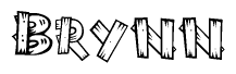 The image contains the name Brynn written in a decorative, stylized font with a hand-drawn appearance. The lines are made up of what appears to be planks of wood, which are nailed together