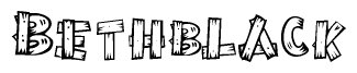 The clipart image shows the name Bethblack stylized to look as if it has been constructed out of wooden planks or logs. Each letter is designed to resemble pieces of wood.