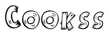   The clipart image shows the name Cookss stylized to look like it is constructed out of separate wooden planks or boards, with each letter having wood grain and plank-like details. 