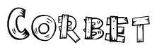 The clipart image shows the name Corbet stylized to look like it is constructed out of separate wooden planks or boards, with each letter having wood grain and plank-like details.