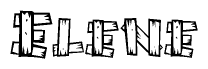 The clipart image shows the name Elene stylized to look like it is constructed out of separate wooden planks or boards, with each letter having wood grain and plank-like details.