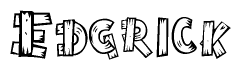 The clipart image shows the name Edgrick stylized to look like it is constructed out of separate wooden planks or boards, with each letter having wood grain and plank-like details.