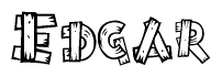 The clipart image shows the name Edgar stylized to look like it is constructed out of separate wooden planks or boards, with each letter having wood grain and plank-like details.