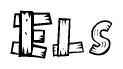 The image contains the name Els written in a decorative, stylized font with a hand-drawn appearance. The lines are made up of what appears to be planks of wood, which are nailed together