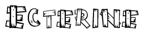 The image contains the name Ecterine written in a decorative, stylized font with a hand-drawn appearance. The lines are made up of what appears to be planks of wood, which are nailed together