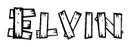 The clipart image shows the name Elvin stylized to look like it is constructed out of separate wooden planks or boards, with each letter having wood grain and plank-like details.
