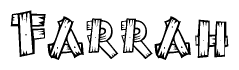 The clipart image shows the name Farrah stylized to look like it is constructed out of separate wooden planks or boards, with each letter having wood grain and plank-like details.