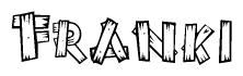 The clipart image shows the name Franki stylized to look like it is constructed out of separate wooden planks or boards, with each letter having wood grain and plank-like details.