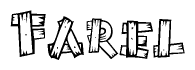 The clipart image shows the name Farel stylized to look like it is constructed out of separate wooden planks or boards, with each letter having wood grain and plank-like details.