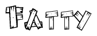 The clipart image shows the name Fatty stylized to look like it is constructed out of separate wooden planks or boards, with each letter having wood grain and plank-like details.