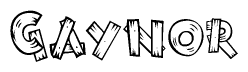 The image contains the name Gaynor written in a decorative, stylized font with a hand-drawn appearance. The lines are made up of what appears to be planks of wood, which are nailed together