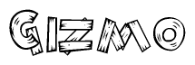 The clipart image shows the name Gizmo stylized to look like it is constructed out of separate wooden planks or boards, with each letter having wood grain and plank-like details.