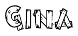 The clipart image shows the name Gina stylized to look like it is constructed out of separate wooden planks or boards, with each letter having wood grain and plank-like details.