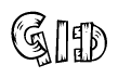 The image contains the name Gid written in a decorative, stylized font with a hand-drawn appearance. The lines are made up of what appears to be planks of wood, which are nailed together