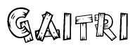 The clipart image shows the name Gaitri stylized to look like it is constructed out of separate wooden planks or boards, with each letter having wood grain and plank-like details.