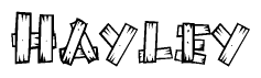 The clipart image shows the name Hayley stylized to look like it is constructed out of separate wooden planks or boards, with each letter having wood grain and plank-like details.