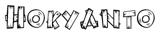 The clipart image shows the name Hokyanto stylized to look like it is constructed out of separate wooden planks or boards, with each letter having wood grain and plank-like details.