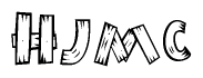 The clipart image shows the name Hjmc stylized to look as if it has been constructed out of wooden planks or logs. Each letter is designed to resemble pieces of wood.