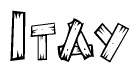 The clipart image shows the name Itay stylized to look like it is constructed out of separate wooden planks or boards, with each letter having wood grain and plank-like details.