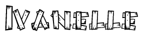 The clipart image shows the name Ivanelle stylized to look like it is constructed out of separate wooden planks or boards, with each letter having wood grain and plank-like details.