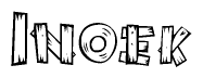 The image contains the name Inoek written in a decorative, stylized font with a hand-drawn appearance. The lines are made up of what appears to be planks of wood, which are nailed together