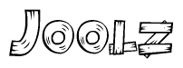 The image contains the name Joolz written in a decorative, stylized font with a hand-drawn appearance. The lines are made up of what appears to be planks of wood, which are nailed together