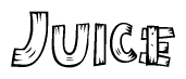 The clipart image shows the name Juice stylized to look like it is constructed out of separate wooden planks or boards, with each letter having wood grain and plank-like details.