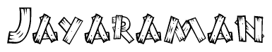 The clipart image shows the name Jayaraman stylized to look like it is constructed out of separate wooden planks or boards, with each letter having wood grain and plank-like details.