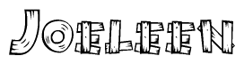 The clipart image shows the name Joeleen stylized to look as if it has been constructed out of wooden planks or logs. Each letter is designed to resemble pieces of wood.