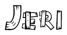 The clipart image shows the name Jeri stylized to look as if it has been constructed out of wooden planks or logs. Each letter is designed to resemble pieces of wood.