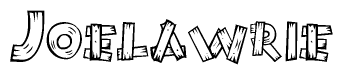 The clipart image shows the name Joelawrie stylized to look like it is constructed out of separate wooden planks or boards, with each letter having wood grain and plank-like details.