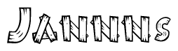 The clipart image shows the name Jannns stylized to look as if it has been constructed out of wooden planks or logs. Each letter is designed to resemble pieces of wood.