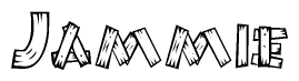 The clipart image shows the name Jammie stylized to look as if it has been constructed out of wooden planks or logs. Each letter is designed to resemble pieces of wood.