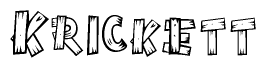 The clipart image shows the name Krickett stylized to look like it is constructed out of separate wooden planks or boards, with each letter having wood grain and plank-like details.