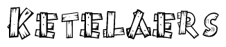 The clipart image shows the name Ketelaers stylized to look as if it has been constructed out of wooden planks or logs. Each letter is designed to resemble pieces of wood.