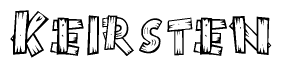 The clipart image shows the name Keirsten stylized to look like it is constructed out of separate wooden planks or boards, with each letter having wood grain and plank-like details.