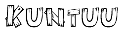 The clipart image shows the name Kuntuu stylized to look as if it has been constructed out of wooden planks or logs. Each letter is designed to resemble pieces of wood.
