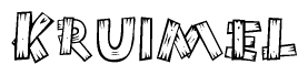 The clipart image shows the name Kruimel stylized to look as if it has been constructed out of wooden planks or logs. Each letter is designed to resemble pieces of wood.