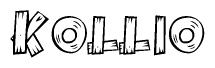 The clipart image shows the name Kollio stylized to look like it is constructed out of separate wooden planks or boards, with each letter having wood grain and plank-like details.