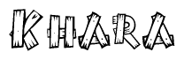 The clipart image shows the name Khara stylized to look like it is constructed out of separate wooden planks or boards, with each letter having wood grain and plank-like details.