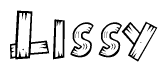 The image contains the name Lissy written in a decorative, stylized font with a hand-drawn appearance. The lines are made up of what appears to be planks of wood, which are nailed together