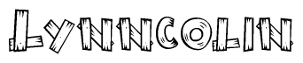 The clipart image shows the name Lynncolin stylized to look like it is constructed out of separate wooden planks or boards, with each letter having wood grain and plank-like details.