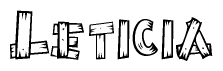 The clipart image shows the name Leticia stylized to look like it is constructed out of separate wooden planks or boards, with each letter having wood grain and plank-like details.
