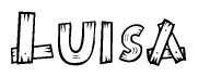 The clipart image shows the name Luisa stylized to look like it is constructed out of separate wooden planks or boards, with each letter having wood grain and plank-like details.