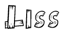 The clipart image shows the name Liss stylized to look like it is constructed out of separate wooden planks or boards, with each letter having wood grain and plank-like details.