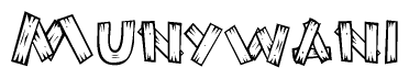 The clipart image shows the name Munywani stylized to look like it is constructed out of separate wooden planks or boards, with each letter having wood grain and plank-like details.
