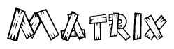 The clipart image shows the name Matrix stylized to look as if it has been constructed out of wooden planks or logs. Each letter is designed to resemble pieces of wood.