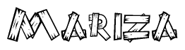 The clipart image shows the name Mariza stylized to look like it is constructed out of separate wooden planks or boards, with each letter having wood grain and plank-like details.